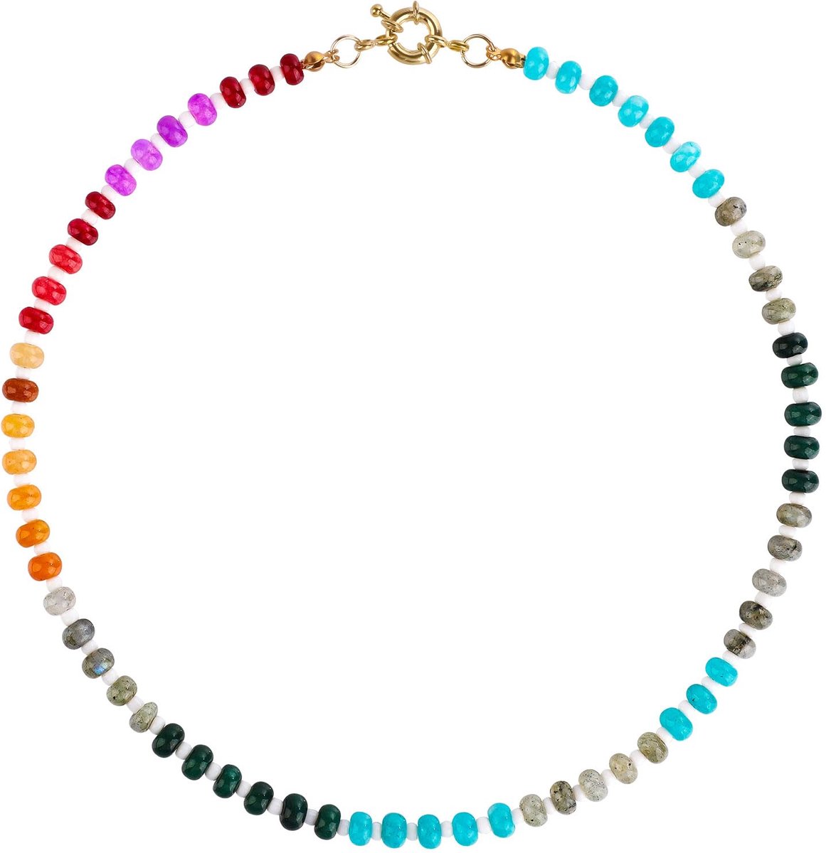 Kralenketting Zomer - Kleurrijke Regenboogketting - Natuursteen - Perfect voor Strand - SnelShoppen