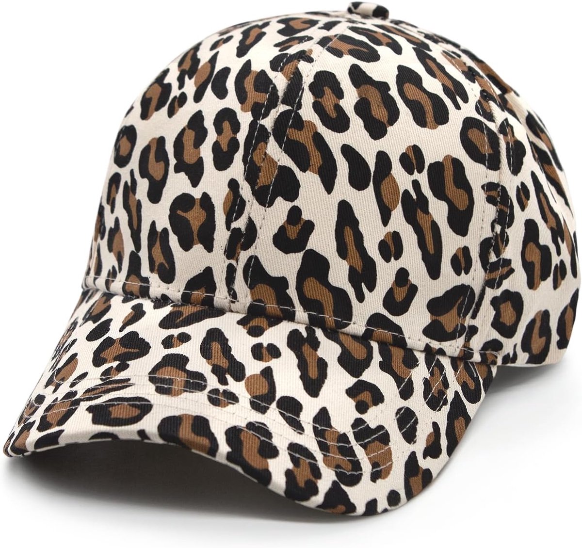 Hoed met luipaardpatroon voor dames, vintage pet, verstelbaar, met cheetah patroon, honkbalpet, truckertype