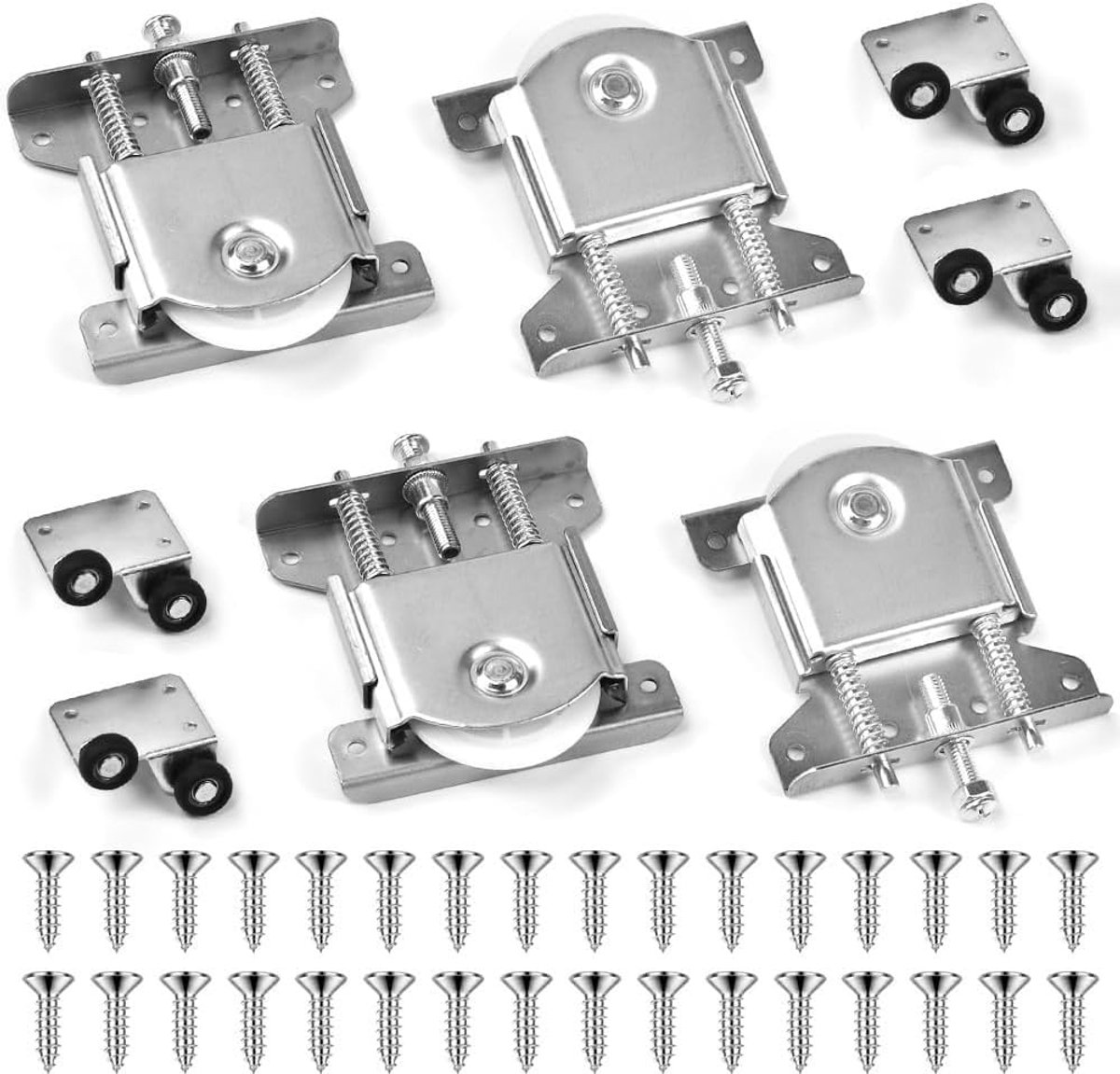 4 paar schuifdeurrollen, stille kasters voor cupboard, anti-geleiding schuifdeurfittingen voor meubels, garderobe, cupboard
