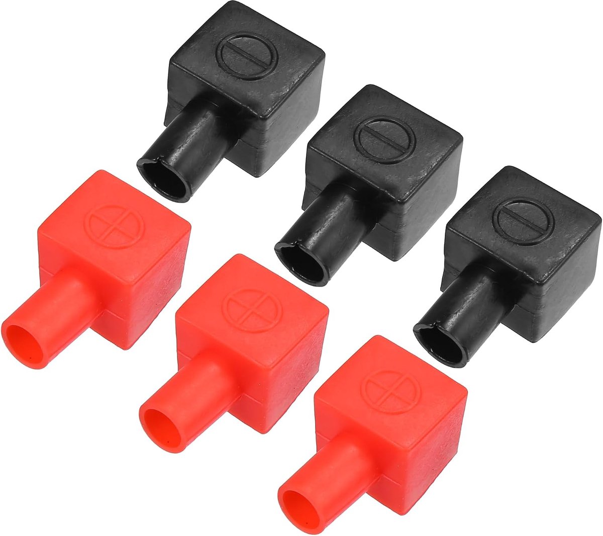 3 Paar Batterij Terminal Isolatiehoezen, 30mm Lengte 7mm 0.28" Auto Batterij Post Kaps Universeel voor Motorfiets Truck Marine Duurzaam PVC Rood Zwart