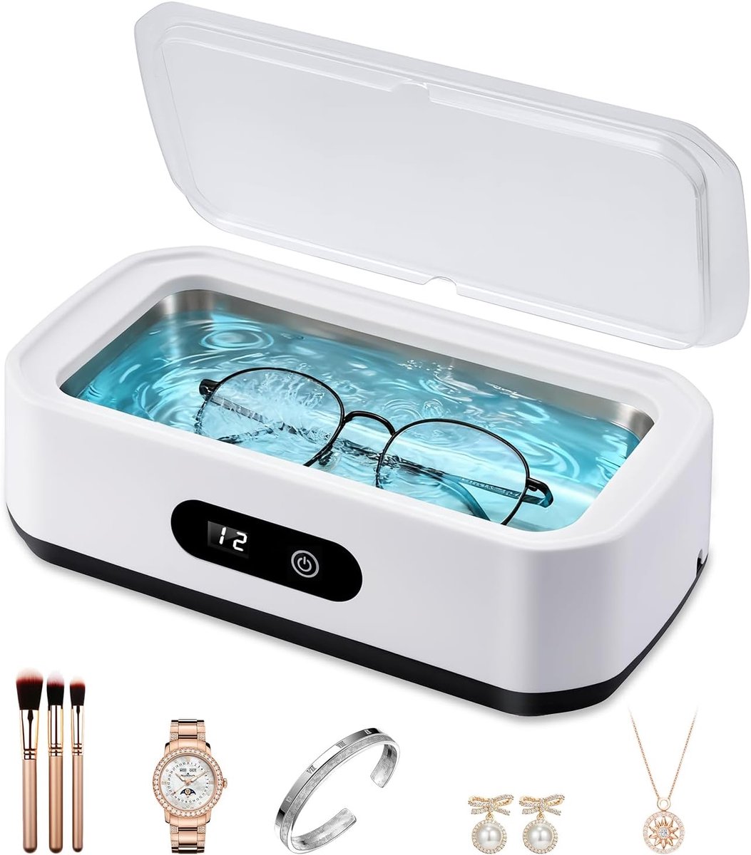 Reinigingsapparaat, 650 ml ultrasone reiniger bril, 48 kHz sieradenreiniger, ultrasoon reinigingsapparaat, ultrasone reiniger met 5 tijdfuncties voor brillen, sieraden, horloges, munten