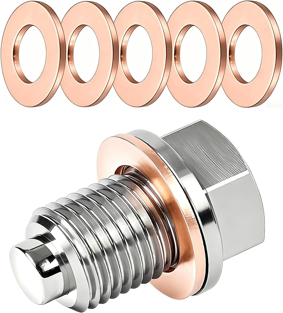 Olieaftapplug met Koperafdichtringen Carterolie Aftapplug voor Auto Motor, Neodymium Magneet Motorbescherming (M12X1.75)