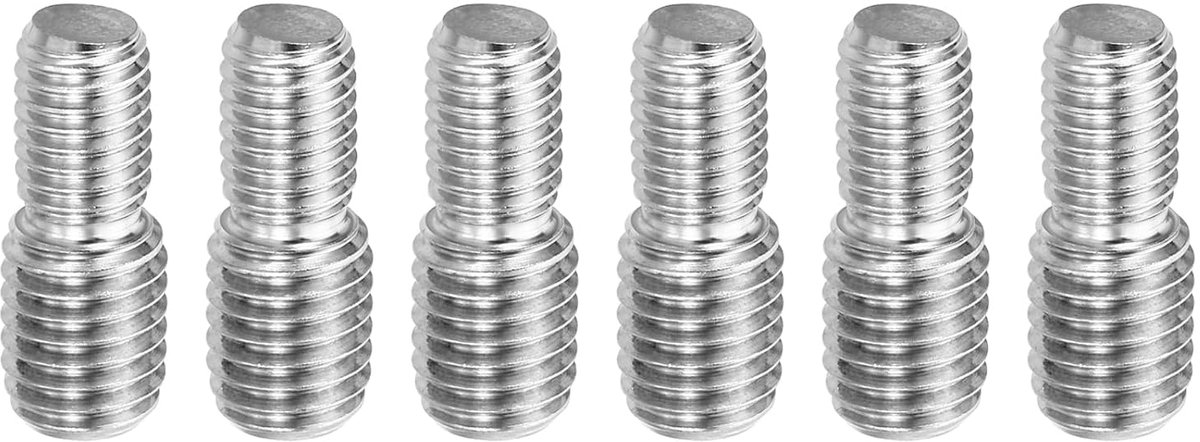 M10x15 tot M12x15 dubbele schroefdraadstiftschroef 6 stuks 304 roestvrij staal staafbout schroefdraadreducer adapter voor meubelhardware 30 mm lang