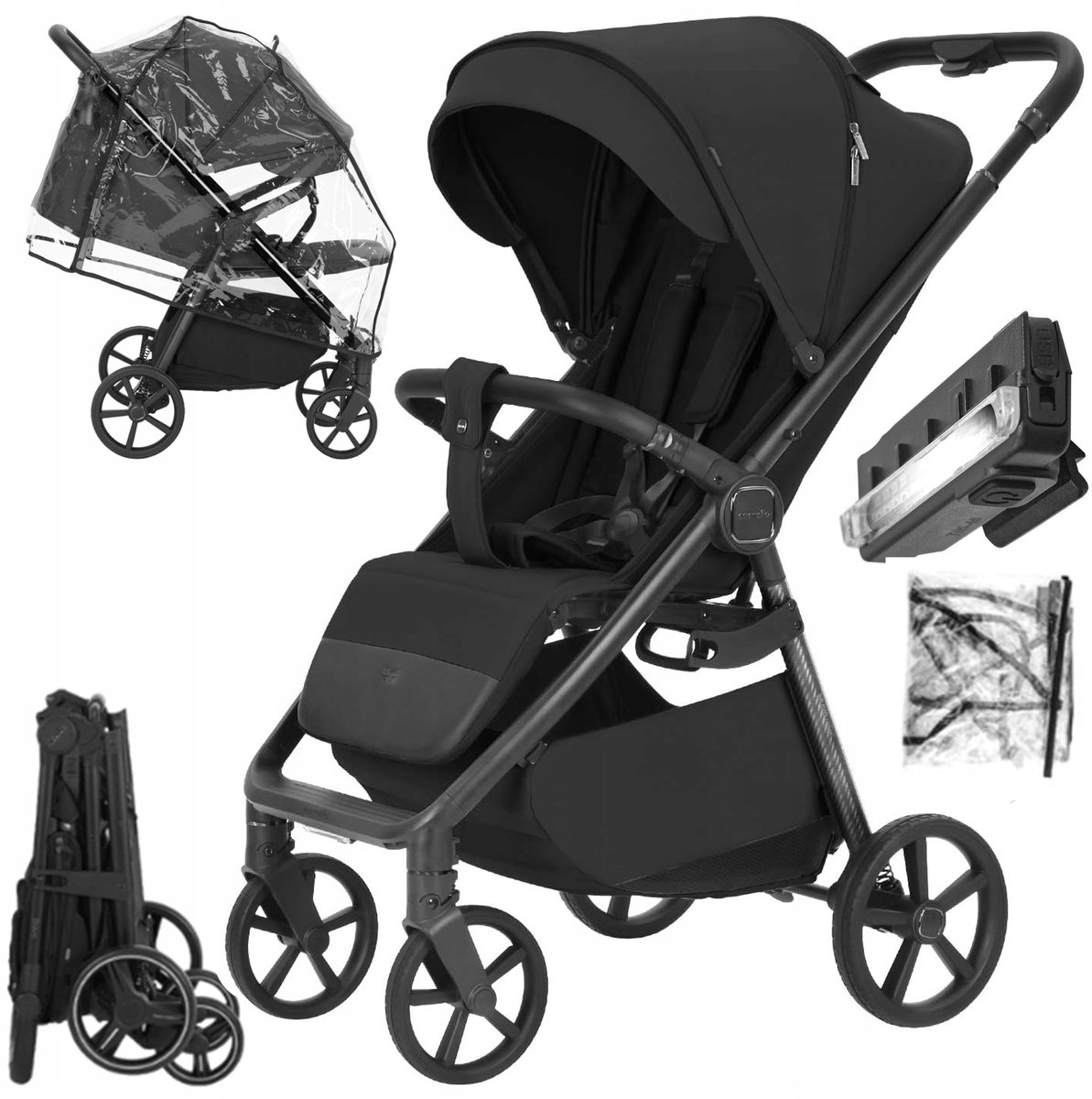 Lichtgewicht Kinderwagen met Carbon Frame en Grote Wielen - Merkloos