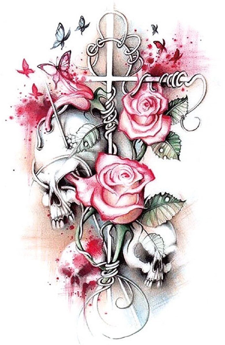 Tijdelijke tattoo bloemen duister 3 dagen