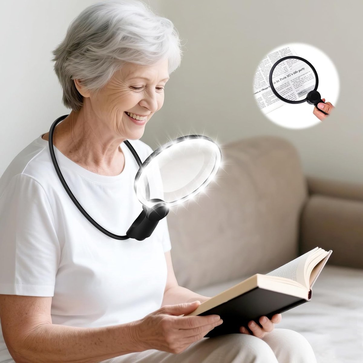 Vergrootglas met licht 5,1 inch - Handsfree met flexibele nek - Ideaal voor lezen en handwerken - SnelShoppen