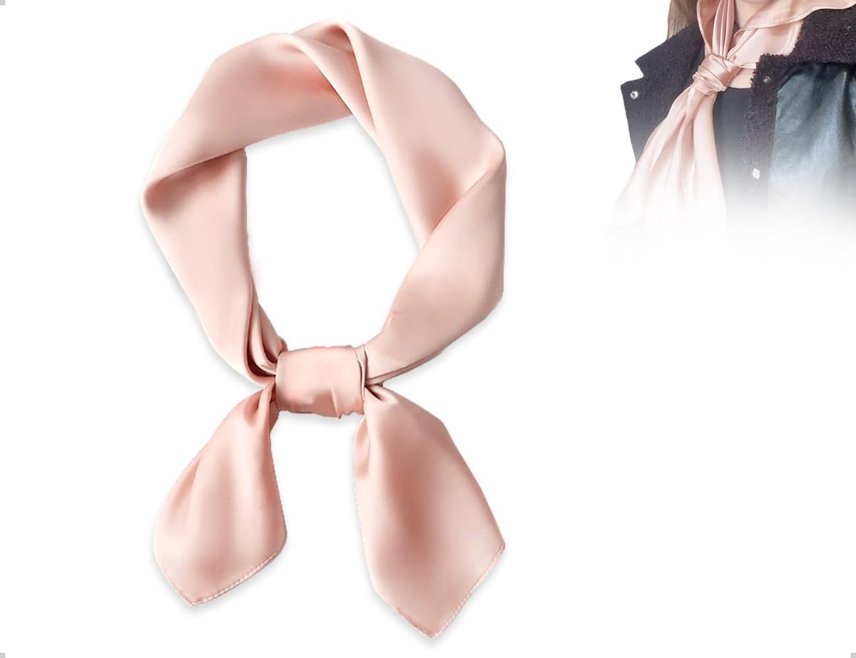 Zijden Sjaal 70 x 70 cm - Lichtroze - Elegante Neckerchief - Perfect voor Feestjes - SnelShoppen