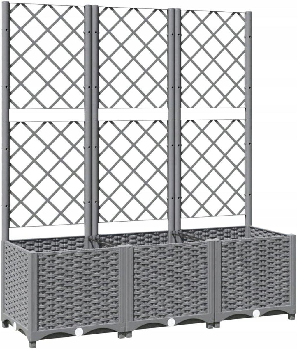 Bloembak met Trellis - Grijze Kunststof - 120x40x136cm