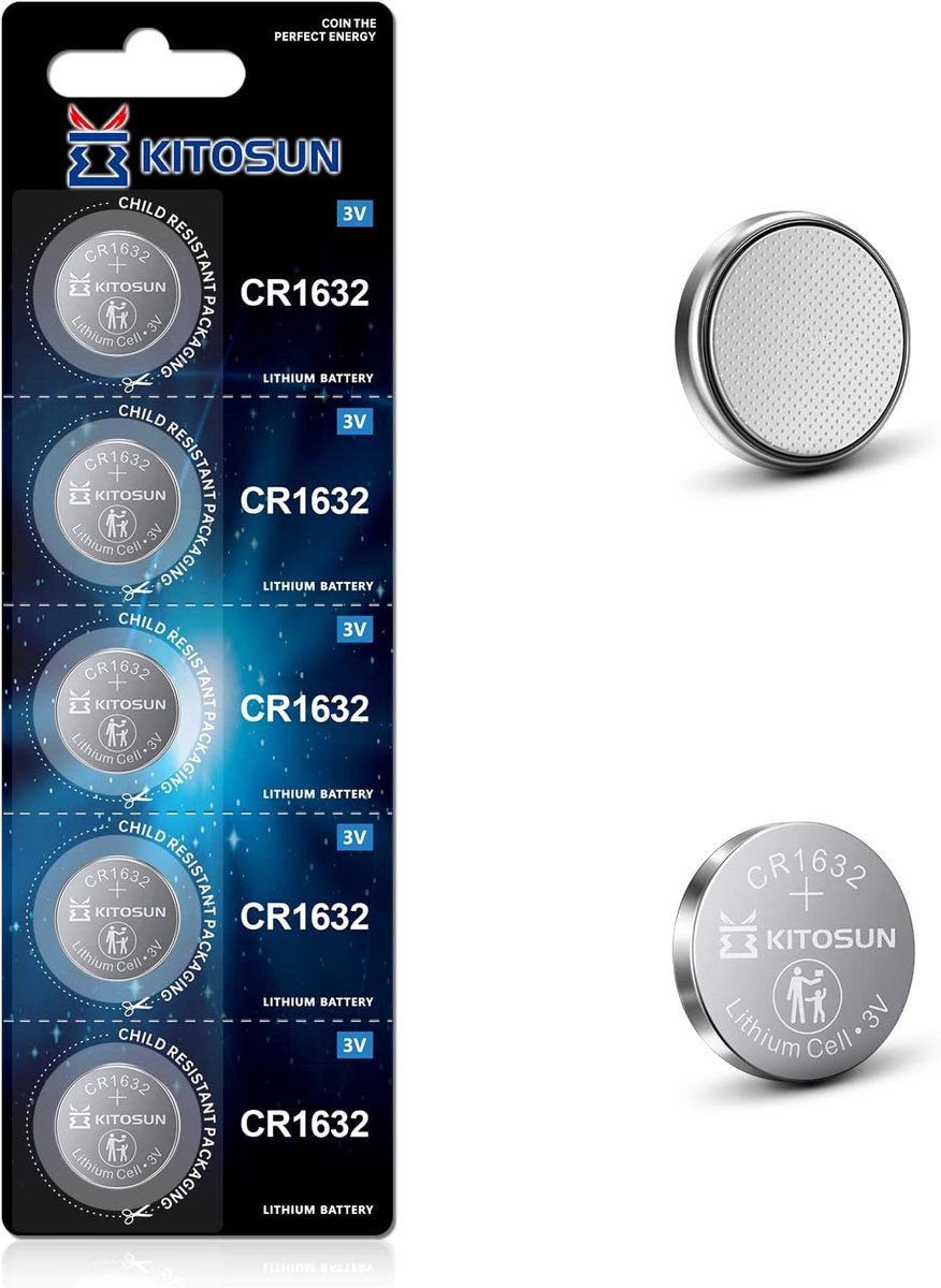 CR1632 knoopcelbatterijen 3V - lithium - 5 stuks - betrouwbare energie voor sleutel en sensoren - ShopVlot