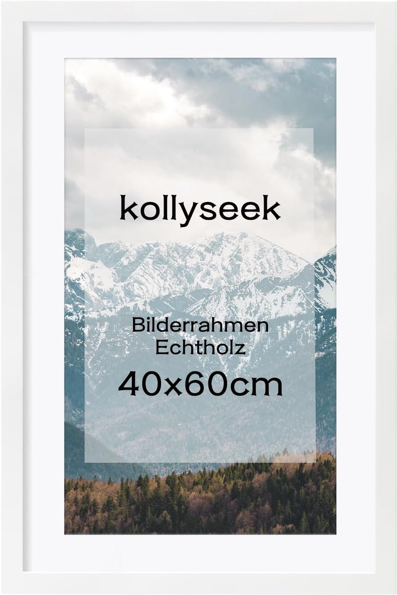 Fotolijst 40 x 60 cm - Wit Echt Hout - Met Passe-Partout - Perfect voor Je Mooiste Herinneringen - ShopVlot