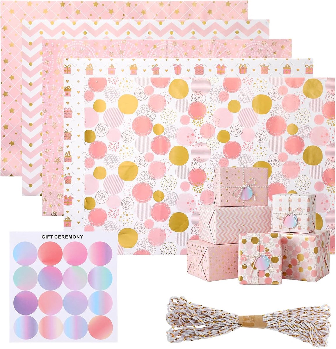 inpakpapier 70 cm - vrolijke patronen - stevig materiaal - ideaal voor cadeaus - ShopVlot