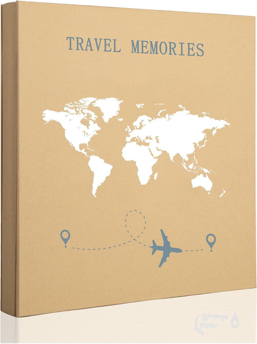 Reisfotoboek 4x6 600 Foto's - Kraftpapier Cover - Wereldkaart Ontwerp - Bewaar je Avonturen - ShopVlot