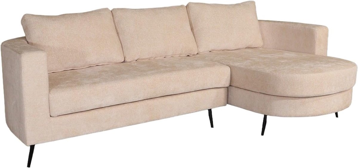 Hoekbank Nox rond 250cm - zand chenille - rechts - eenvoudige montage - ShopVlot