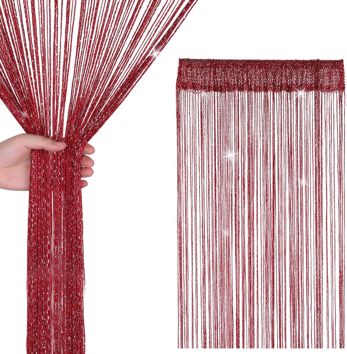 Draadgordijn met Glitter 90 x 200 cm - Fransgordijn - Vliegen- en Deurgordijn - Stijlvolle Roomdivider - ShopVlot