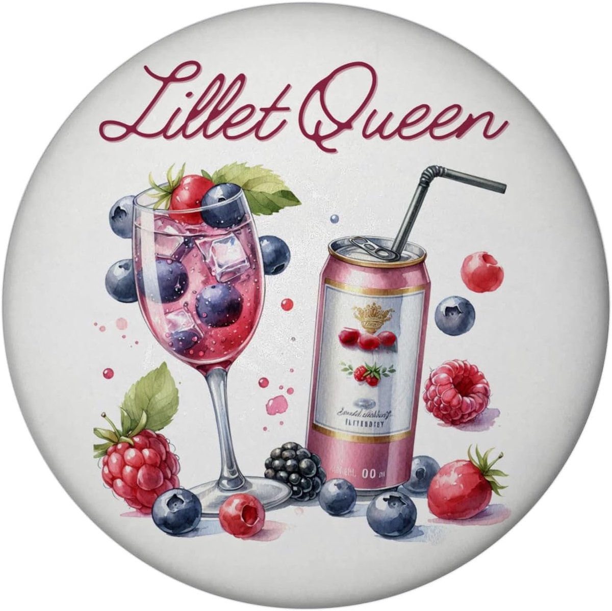Magnet rond Lillet Queen - Wild Berry drank - zomer sfeer - perfect voor je koelkast - SnelShoppen