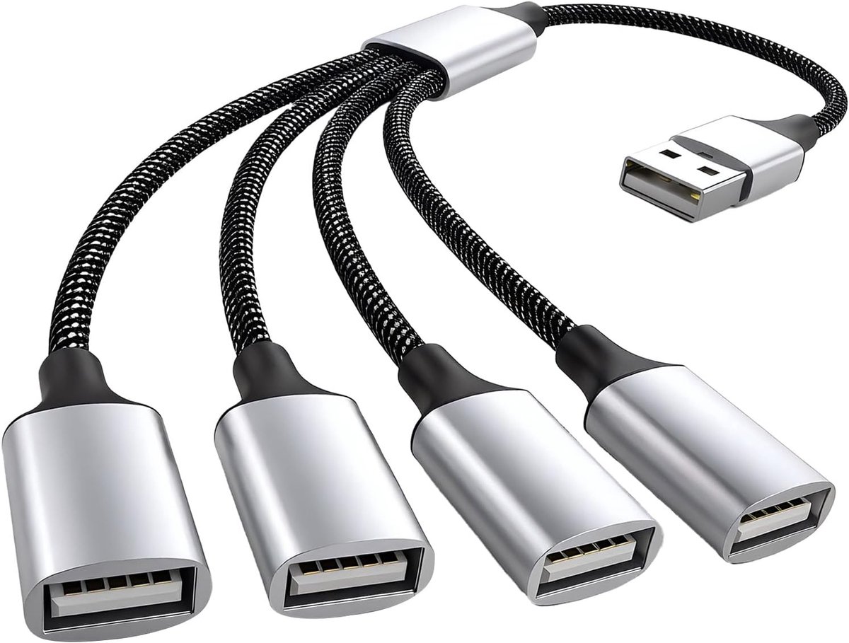 USB splitter 4 in 1 - USB hub adapter - multi-socket splitter - verbind meerdere apparaten - SnelShoppen