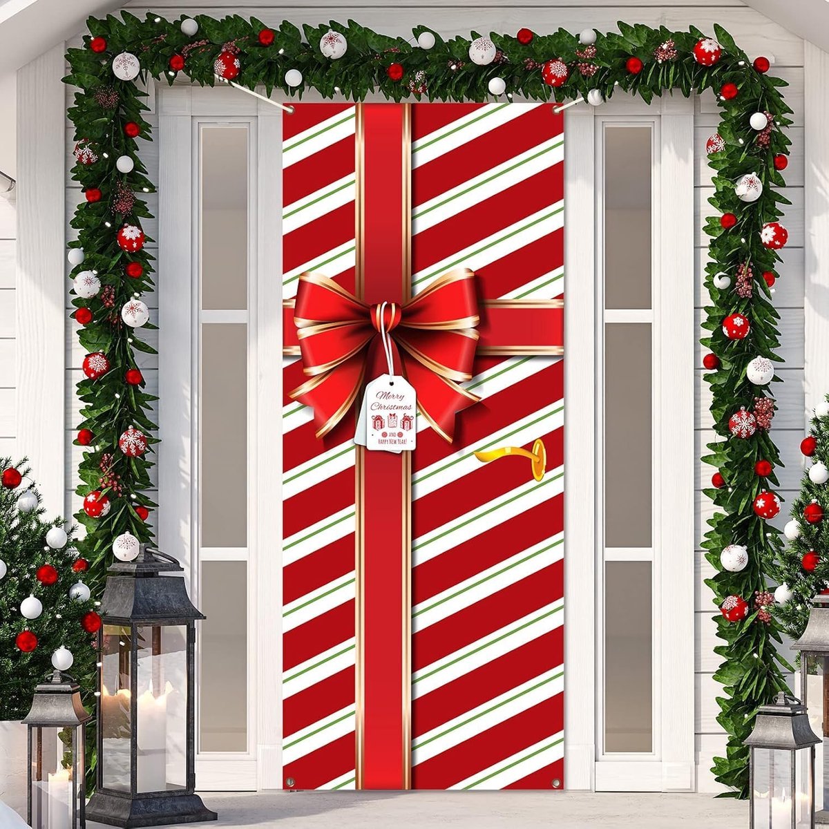Deurdecoratie kerst - lantaarn - sfeervol - voor een feestelijke entree - SnelShoppen