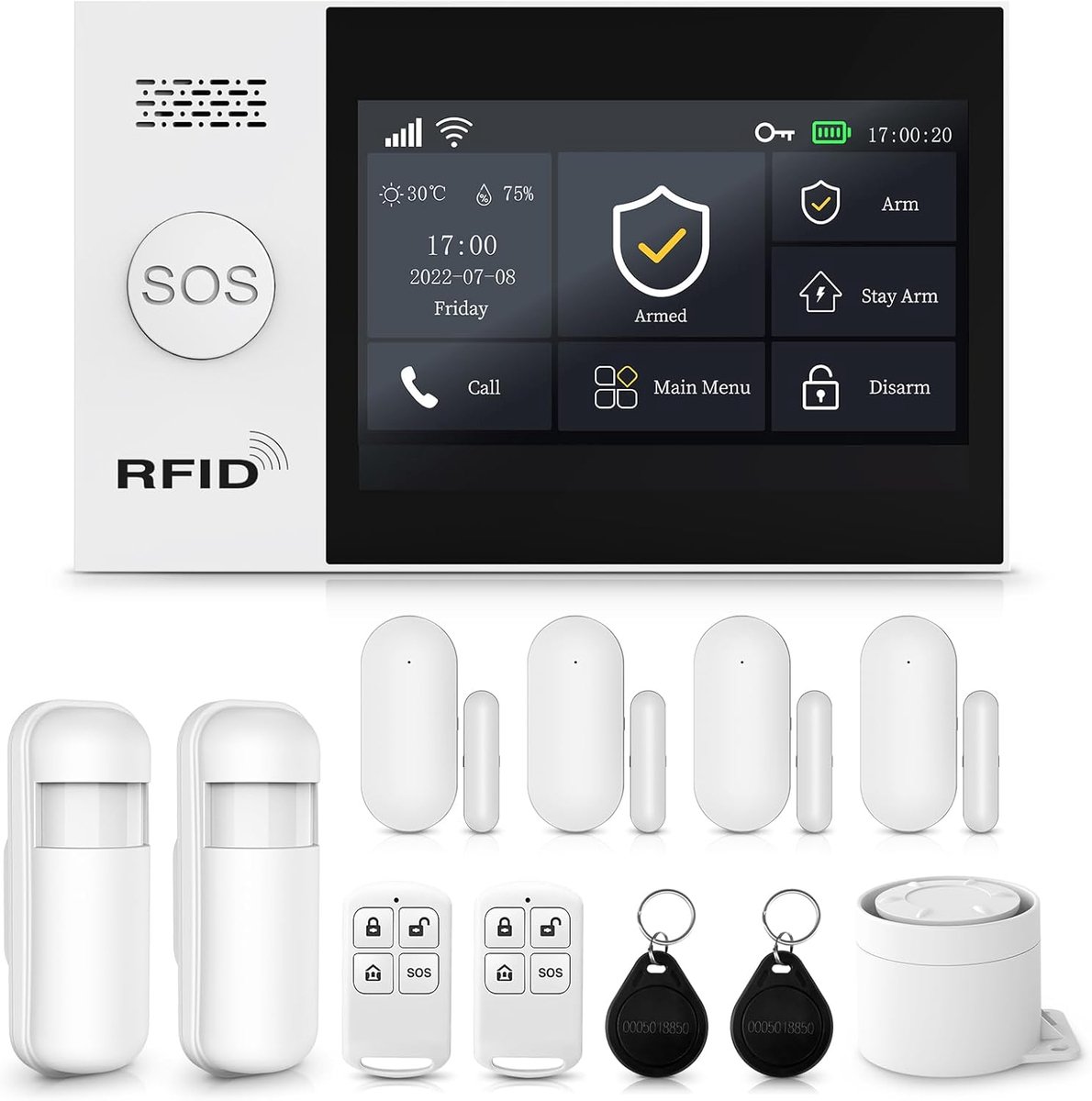 Draadloos alarmsysteem 12 delig - Full touch screen - 4G en WiFi - SnelShoppen