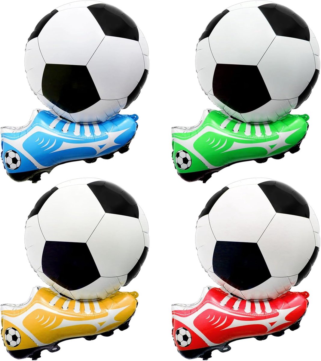 Voetbalballonnen Set van 4 - 3D Voetbalschoenen - Herbruikbare Foliebaloons - Perfect voor Feesten - SnelShoppen