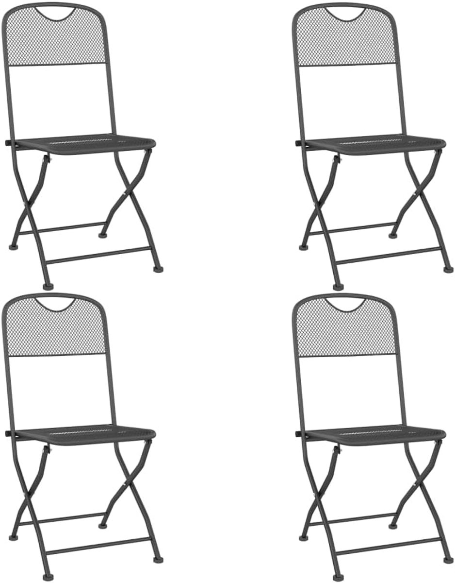 Tuin Dining Set - Buitenmeubels Eetset - Buiten Eten - Mesh Ontwerp - 5 Delig - Antraciet