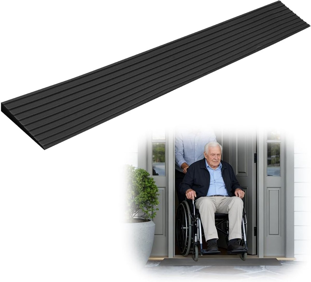 Drempelhelling 90 x 6 x 1,5 cm - Zwarte rampplaat - Antislipoppervlak - Geschikt voor stofzuigerrobot - SnelShoppen