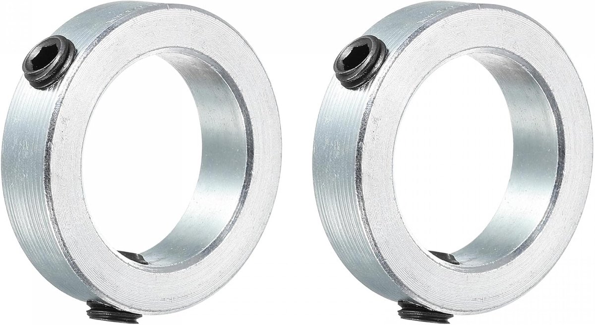 sourcing map Set van 2 schachtband asborgingsring stelringen 1-3/8" verzinkt staalplaat set stijl halskettingen zilverkleurig
