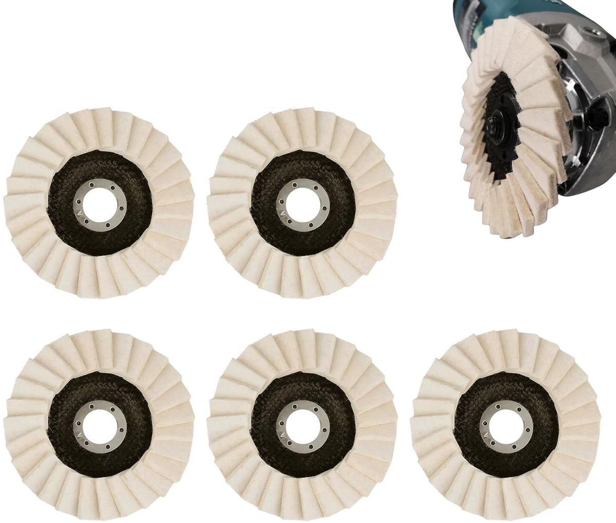 Viltschijven, haakse slijpschijven, polijstschijven 125 mm x 22 mm, geschikt voor haakse slijpers, ideaal voor het slijpen en polijsten van gelakte oppervlakken, hout en roestvrij staal