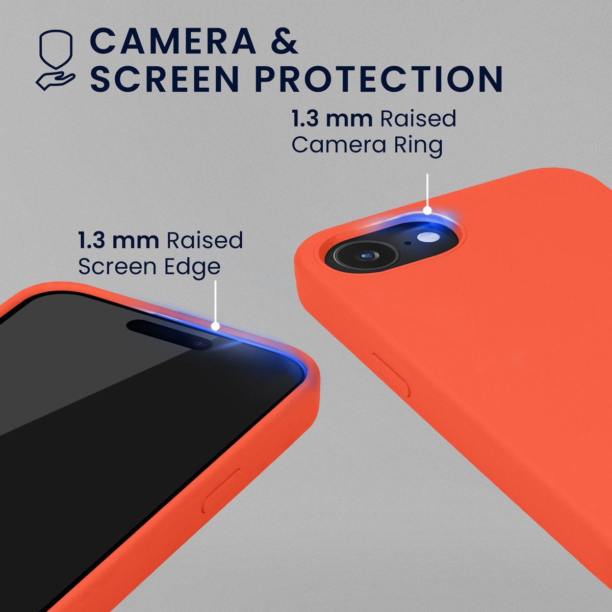 kwmobile hoes met 2x screenprotectors voor Apple iPhone 17e / iPhone 16e – screenprotector van gehard glas – draadloos opladen – levendig koraal