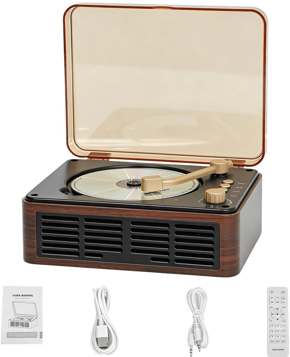Draagbare Bluetooth CD-speler - Vintage oplaadbaar met luidspreker - USB/AUX, FM-radio - Geniet van muziek overal - SnelShoppen