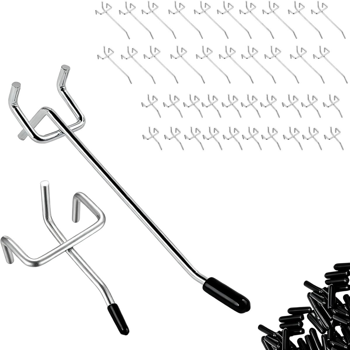 Haken, pegboard-accessoires voor gereedschapswand, werkplaatsaccessoires, gatenwand, werkplaats, ophanghaken voor gereedschapshouders, muur, detailhandel, 2,5 cm, gatafstand 10 cm, 5