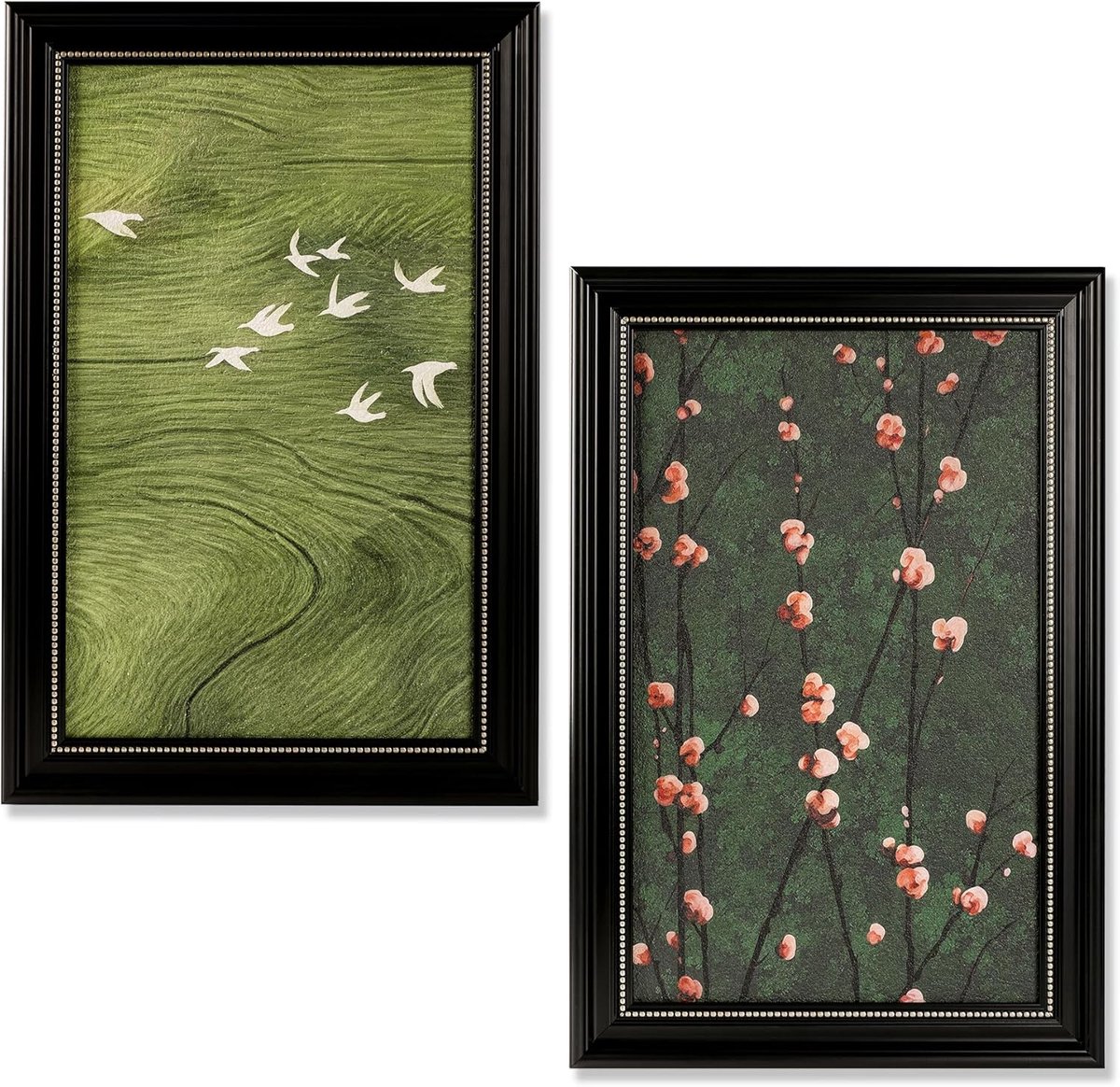 Set van 2 ingelijste wanddecoraties, kleurrijke bloemenschilderijen, botanische wanddecoratie voor hal, trap, woonkamer, slaapkamer, 23,6 × 15,7 inch