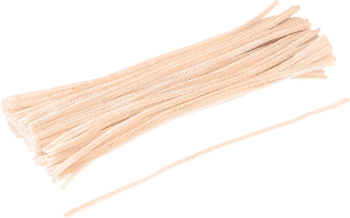 Sourcing map 200 stuks pijpenragers, zachte borstelharen voor knutselen, 30 cm, beige