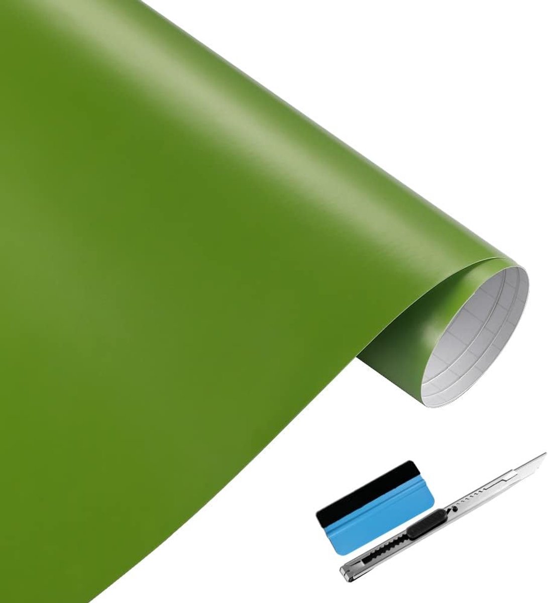 Vinylfolie, zelfklevende folie, luchtbel, voor buiten, geschikt voor gebruik in auto's, inclusief installatiegereedschap (Groen, 30cm x 150cm)