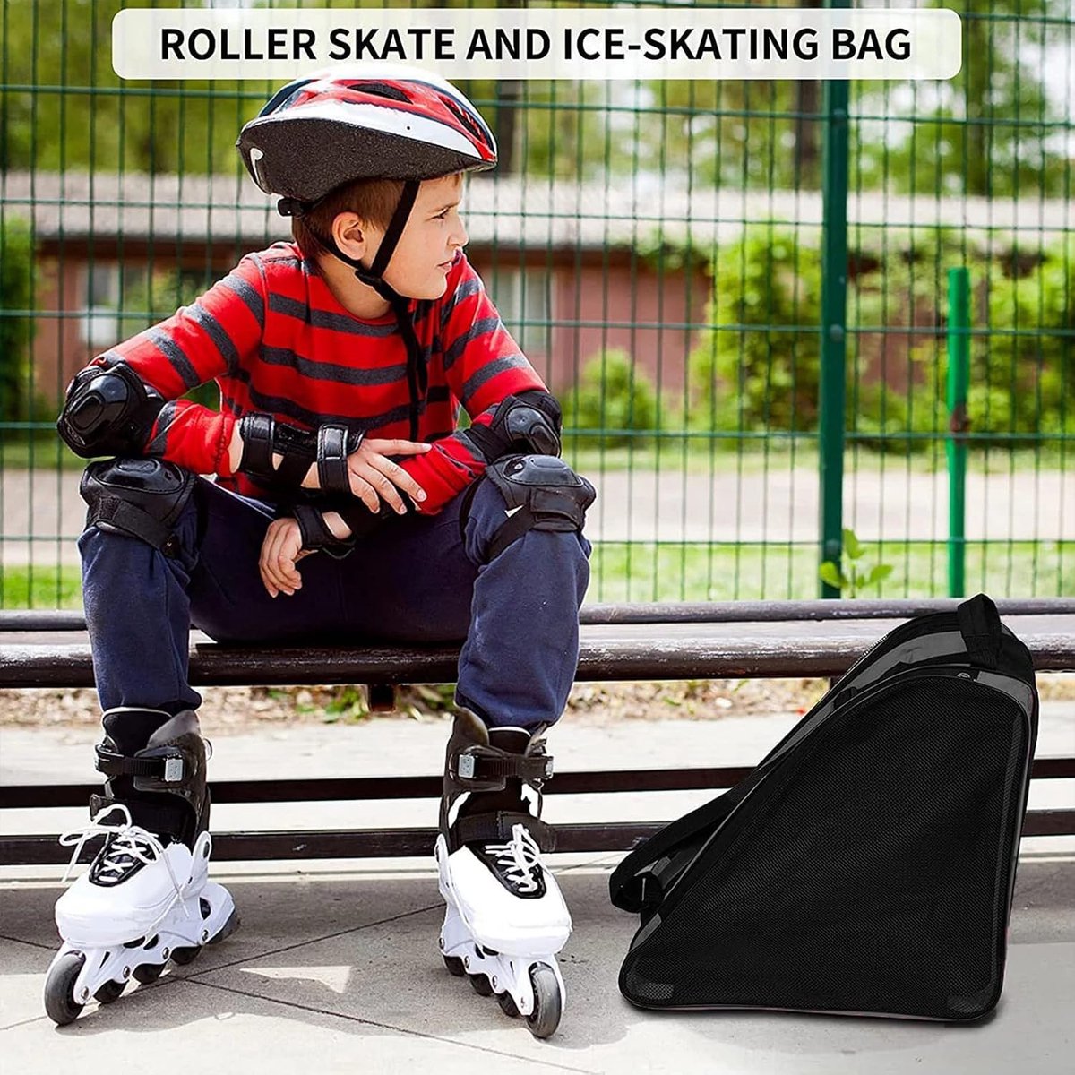 Rolschaatstas, uniseks, met verstelbare schouderriem, draagtas voor skates