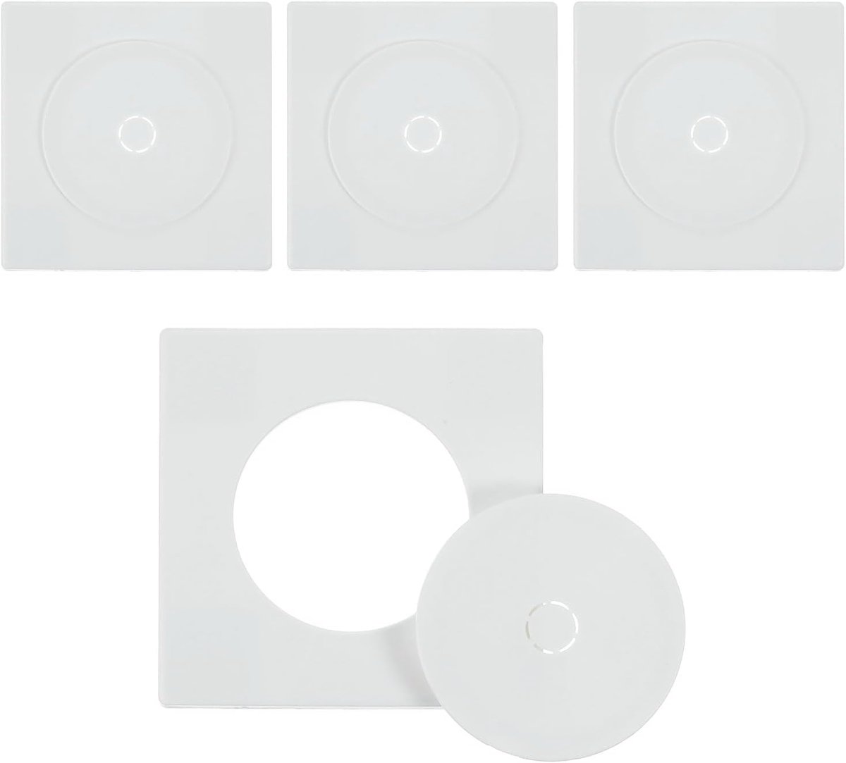 4 stuks buiswandafdekkingen, 51 mm ID, vierkante zelfklevende wandgatafdekking met afneembare snap-in ronde gatafdekking voor luchtconditioning, stofbuis, kraan, wit