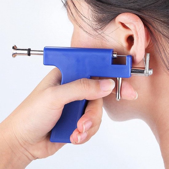 Oorpiercing set, oorpiercing pistool, oorpiercing set, roestvrijstalen piercing pistool, met 98 pistool pluggen + oorbellen voor — afbeelding 2