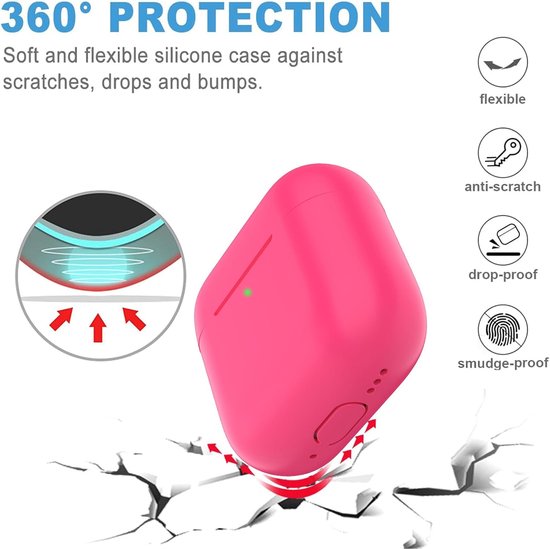 Hoes voor Airpods 4, dun beschermend Silicone Case voor AirPods 4th 2024 (USB-C) Skin Front LED zichtbaar siliconen hoesje, Watermelon Red — afbeelding 5