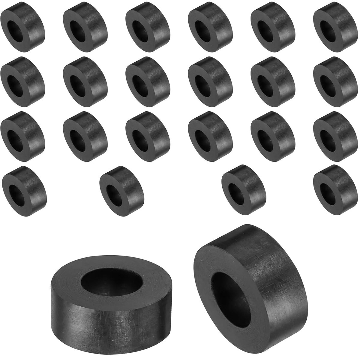 24 stuks rubberen sluitringen Rubberspacers 25mm buitendiameter x 12mm binnendiameter x 10mm hoogte Zwart ronde afstandshulzen Dikke rubberen schijven Rubber afstandshouders