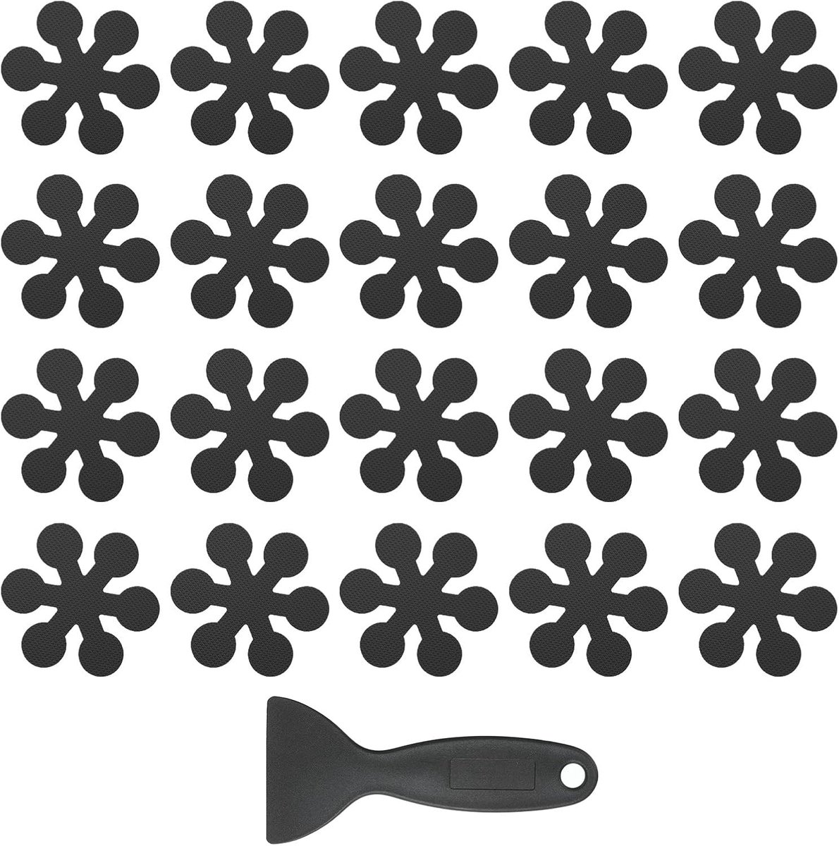 Badkuipstickers, antislip douchestickers met schraper badkamer douche vloerstickers sneeuwvlokvorm schattige antislipstrips badkuipen, zwart