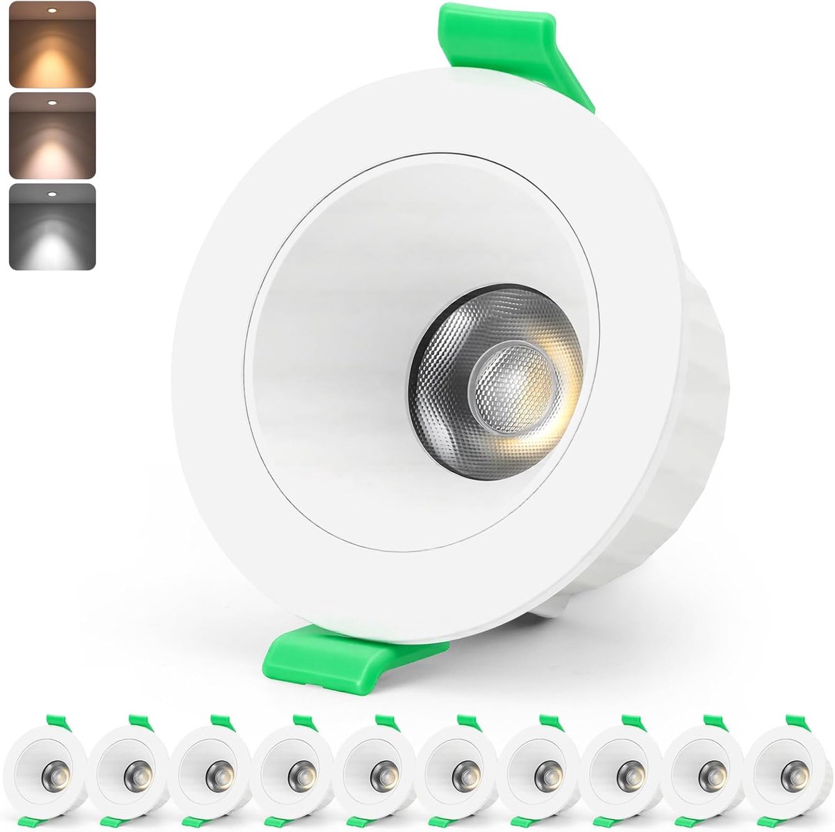 Anti-verblinding badkamer led inbouwspot spots 230V plafondspot plafondlamp, 68mm - 80mm gatmaat 7W inbouwspots warm wit neutraal wit koud wit CRI 95 voor keuken woonkamer set van 10