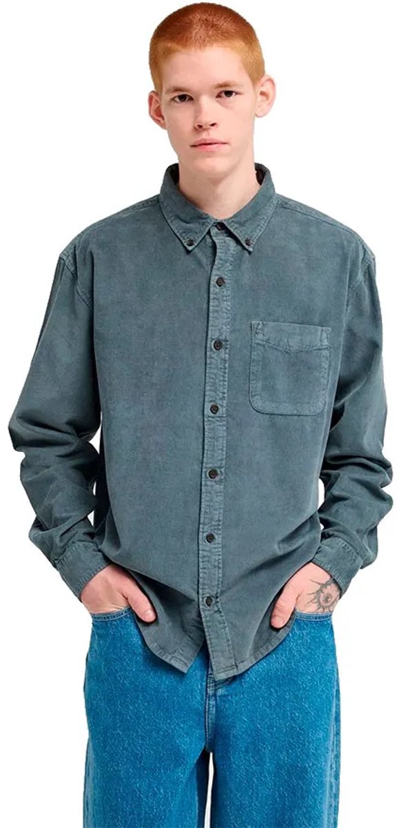 Element Button Down Corduroy Regular Fit Overhemd Met Lange Mouwen Blauw S Man