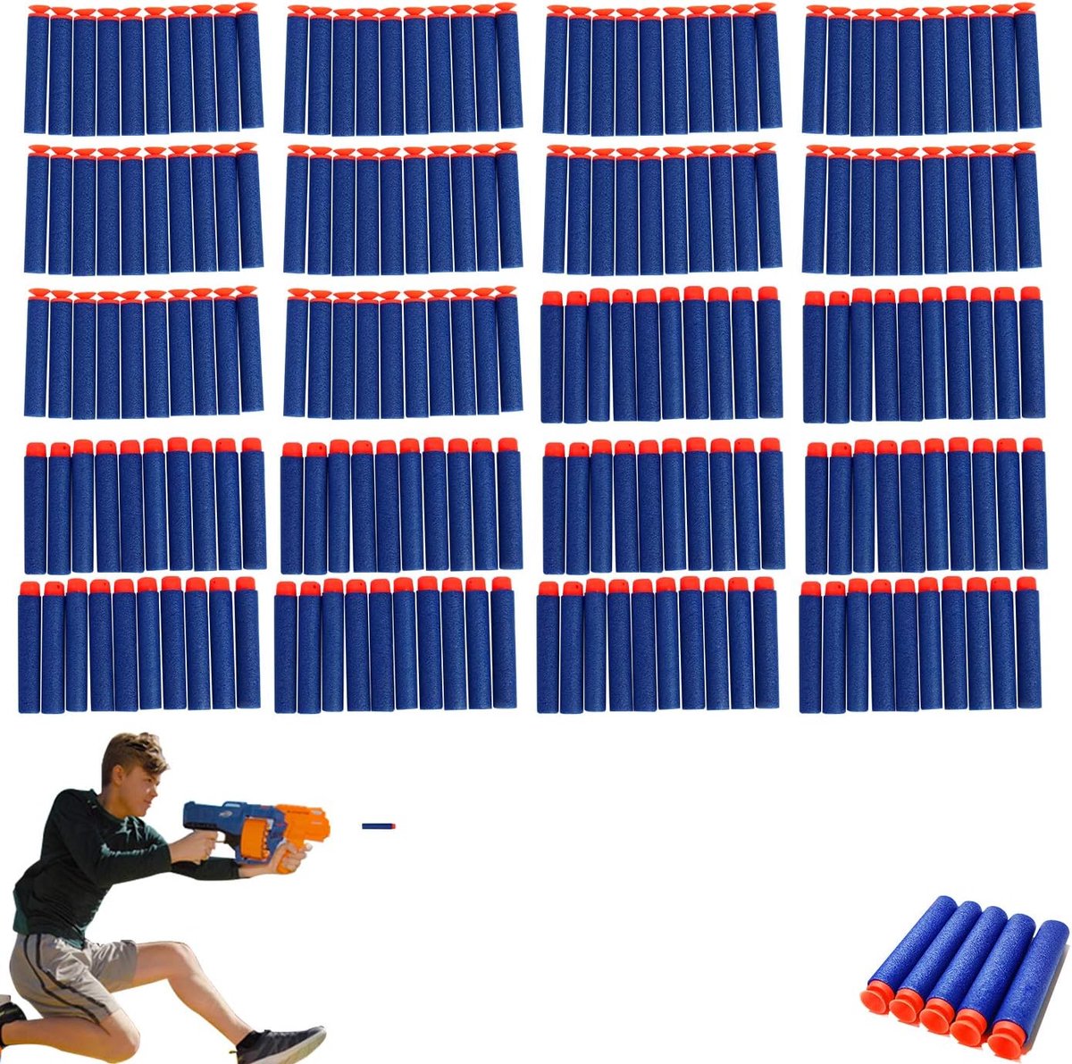 Mega Pijlen, 200 stuks Glow Darts, navulverpakking, darts origineel, navulbullets, pijlen zachte bal schuim, navuldarts zachte Eva, voor N-Strike Elite Series speelgoedblaster
