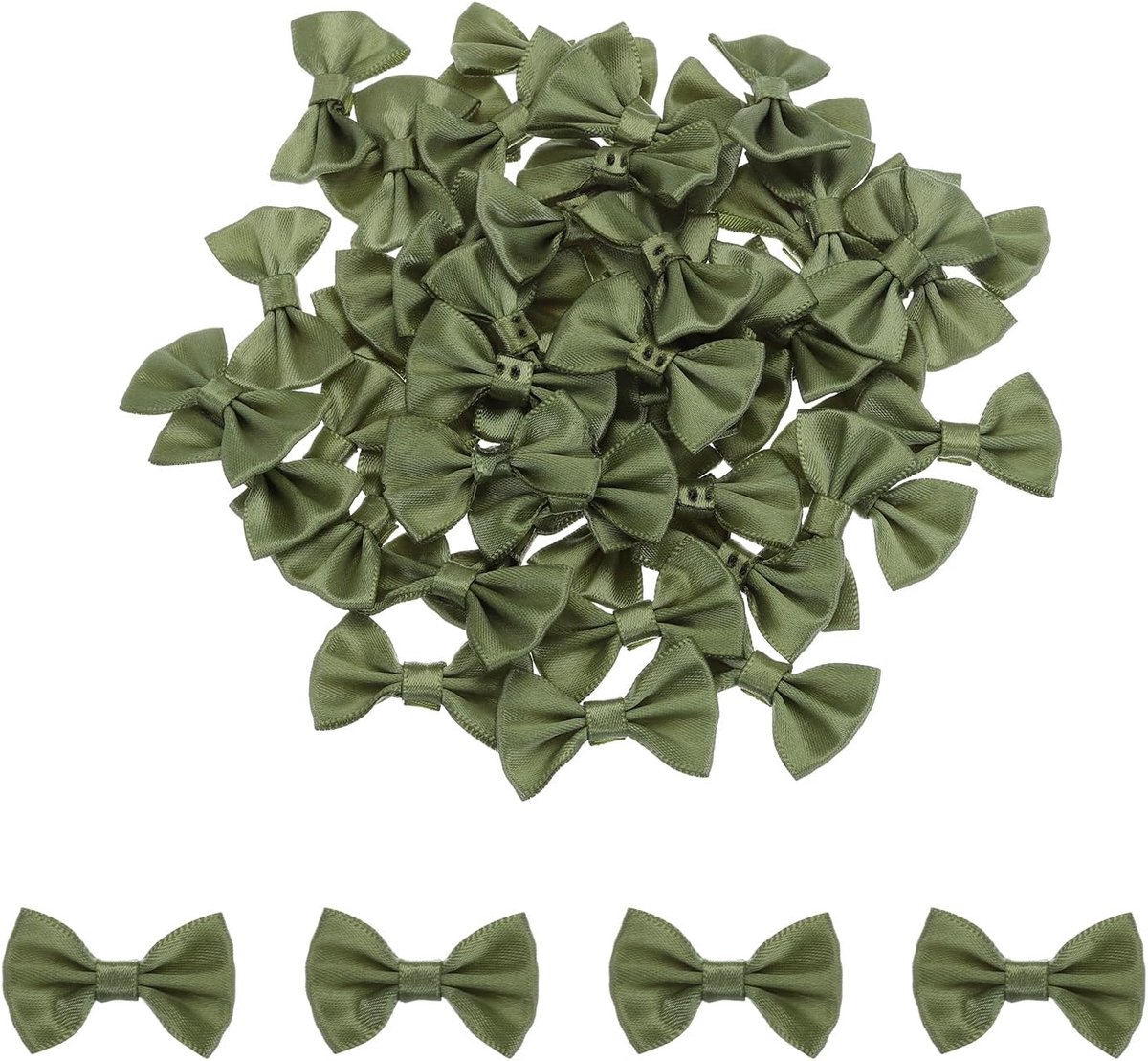 50 stuks olijfgroene strikken, 3,8 x 2,5 cm, mini satijnen strikken om te knutselen, satijnen strikken om te naaien, scrapbooking, huwelijkscadeau, woondecoratie, 50 stuks