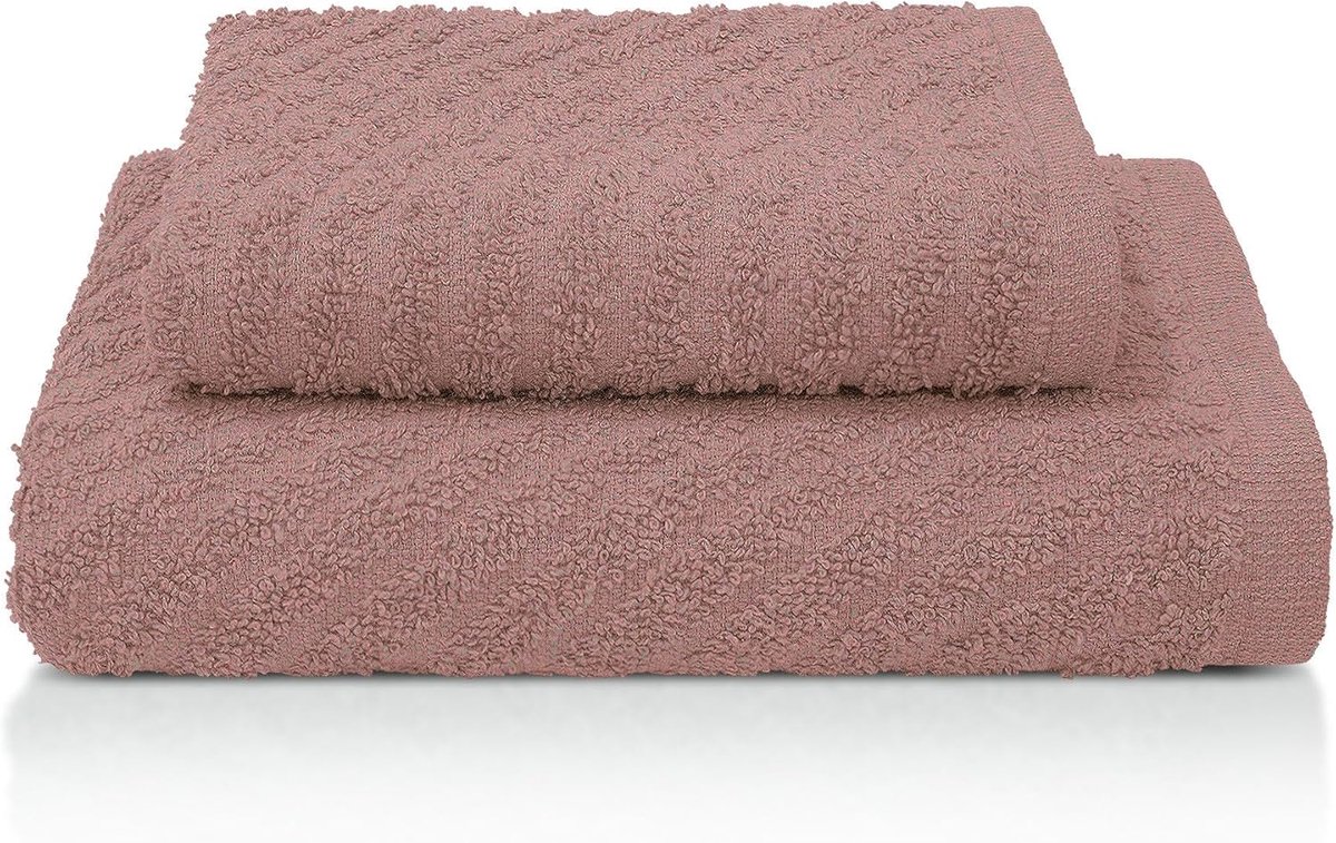 Handdoekenset, 1 + 1 jacquard-katoenen badstof, 600 g/m², gezichtsdoek 55 x 110 cm en gastendoekje 40 x 60 cm, badstof superzacht 80% katoen, 20% polyester, absorberend