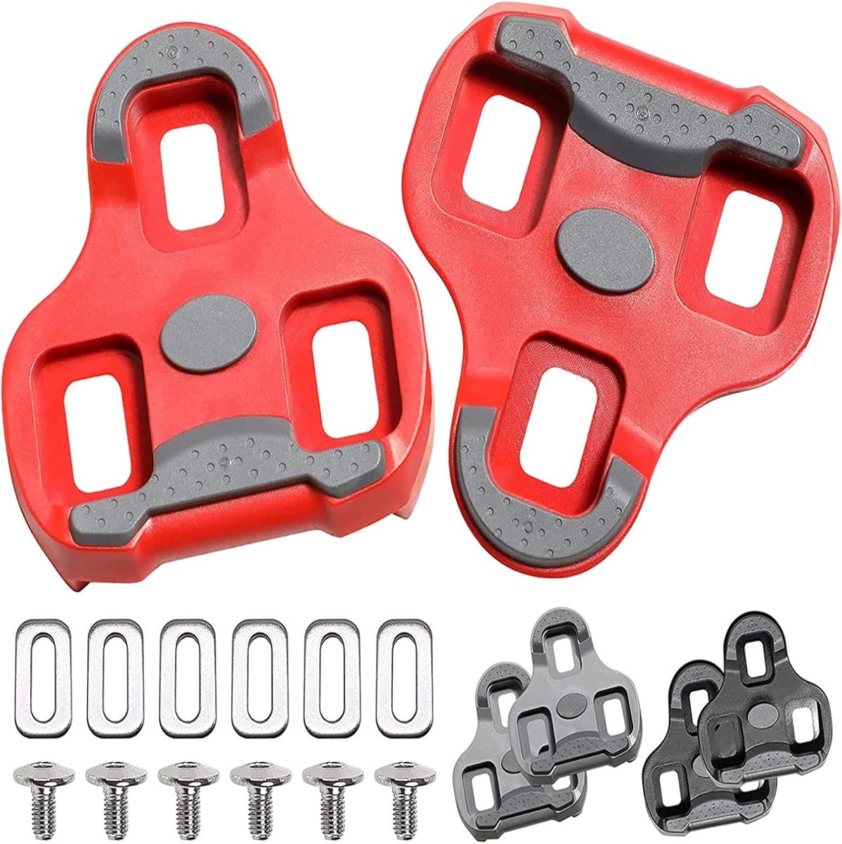 Grip Fietsschoenplaatjes compatibel met Look KEO pedalen, grijs 4,5°/rood 9°/zwart 0°