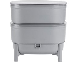 Wormbox voor keuken en balkon, vergelijkbaar met turf, designemmer van 100% gerecycled kunststof, volume 30 l, grijs