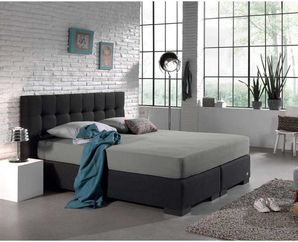 Hoeslaken Dubbel Geweven Jersey, 220 gr. Zeer Hoge Kwaliteit, Heerlijk zacht, Strecthbaar, Voor Standaard Matrassen tot 30cm, 190/200 x 220/230, Grijs