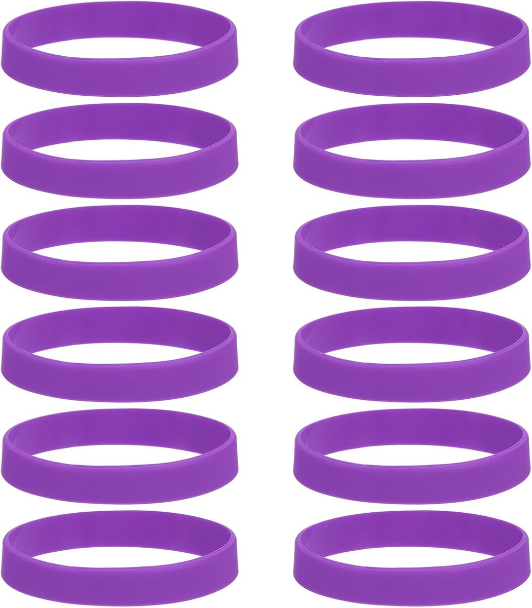 12 stuks siliconen elastiekjes, antislip, 10 cm, platte elastische elastieken voor boeken, vallen, kunst, cadeaupapier, snoerhouder, paars