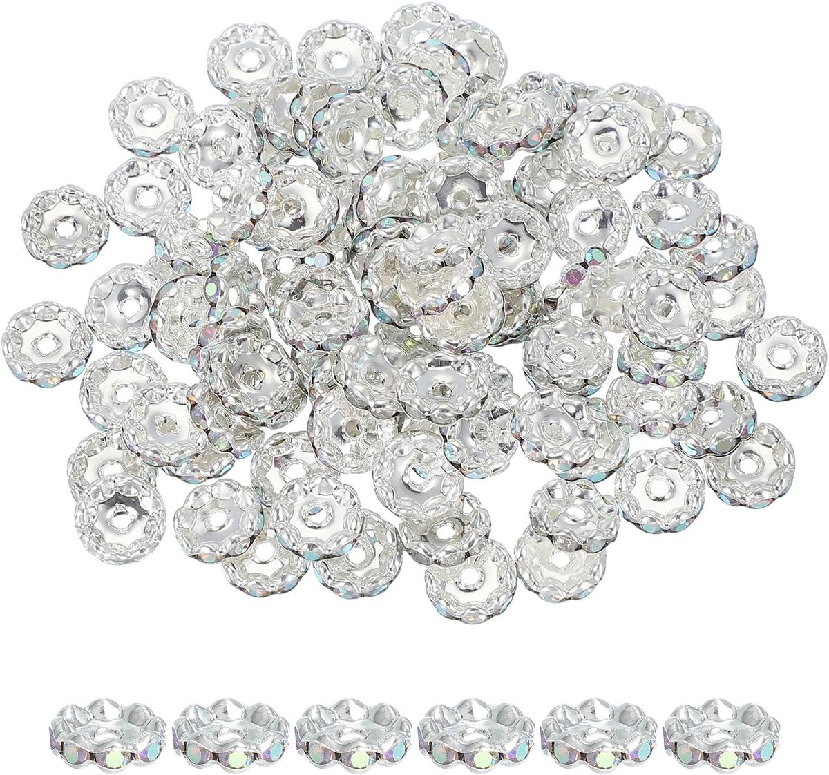Kralen met groot gat, 100 stuks strass kristallen glitterkralen, charme schuifkralen, knutselkralen voor het maken van pennen, armbanden, doe-het-zelf knutselen, kristal AB