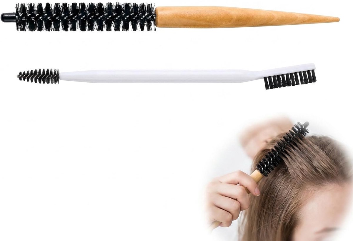 borstel van hout, 16 mm, voor volume van kort haar en pony, vergezeld van een speciale wimperborstel